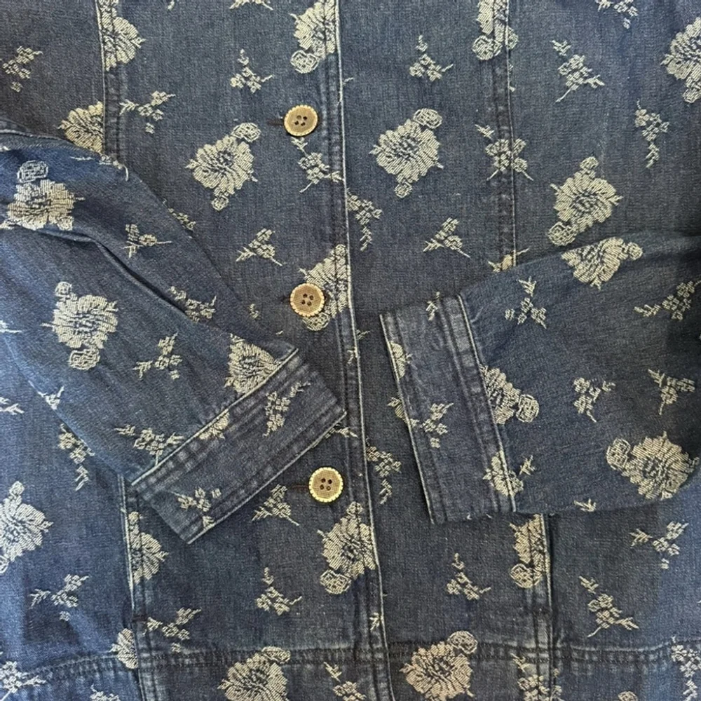 National Wildlife Women's Blue Floral Jean Jacket Size XL Boho Vintage Style